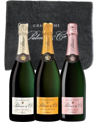 Champagne Palmer & Co. Set 3x Champagne Palmer + šedá deka grátis,mix