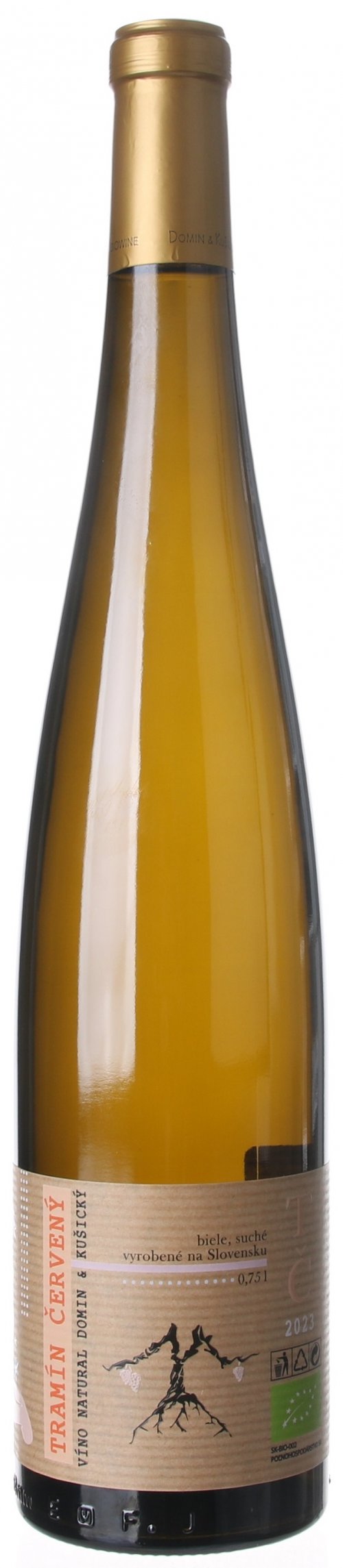 VÍNO NATURAL Domin & Kušický Tramín červený BIO 0.75L, r2023, bl, su, sklo