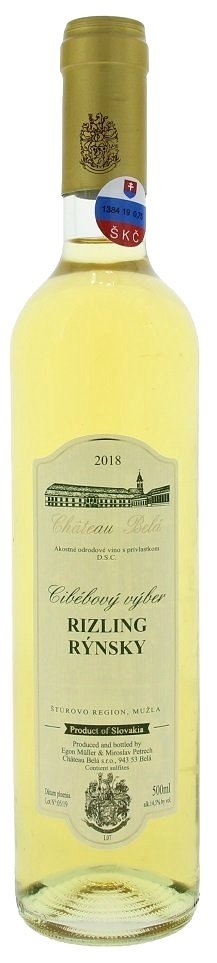 Château Belá Ryzlink rýnský cibébový výber 0,5L, r2018, cv, bl, sl