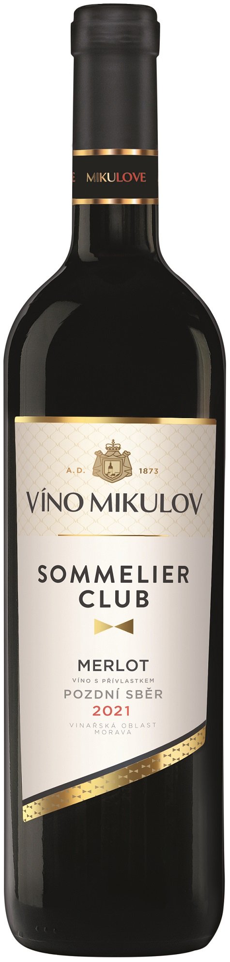 Víno Mikulov Sommelier Club Merlot 0.75L, r2021, nz, cr, su